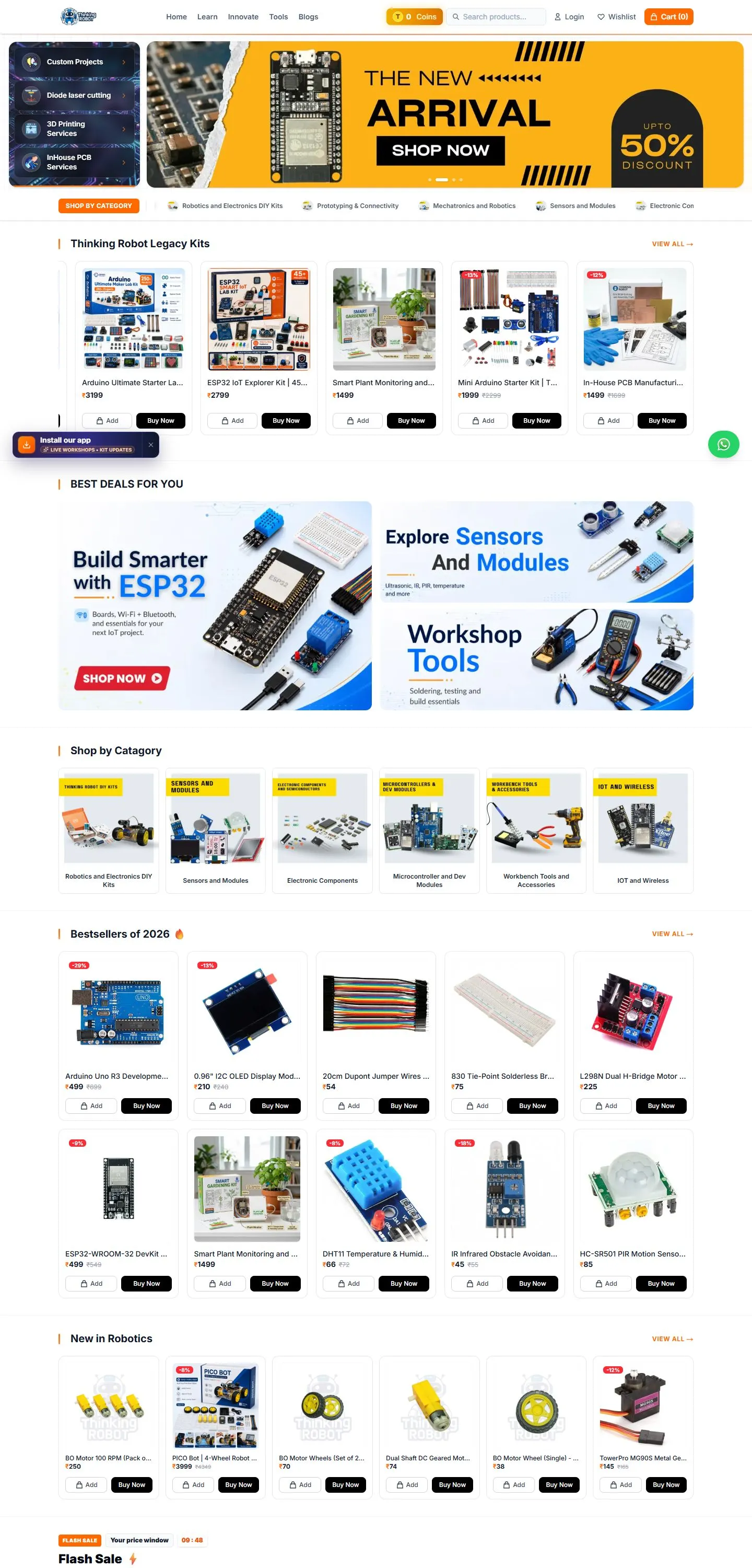 Thinking Robot website home page, designed and built by Digital Vishwa